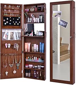 BXSG® - Espejo de cuerpo entero con armario para pared, con puerta