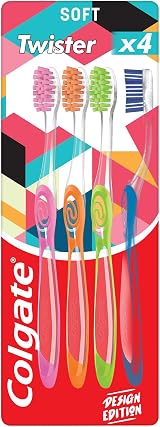 Colgate Twister Fresh Design Edition Soft Manual Toothbrush 4pk