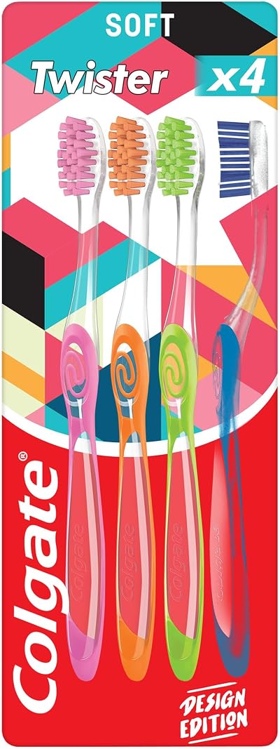 Colgate Twister Fresh Design Edition Soft Manual Toothbrush 4pk