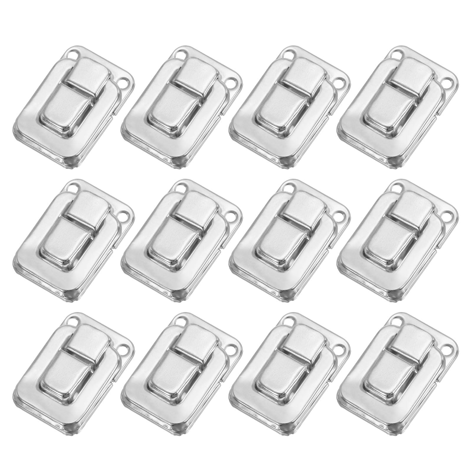 PATIKIL Toggle Catch Lock 1.6" x 1.1", 12 Pack Metal Buckle Hasp Lock Latch Clasp for Jewelry Box Wooden Case Decoration, Silver