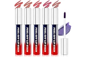 IONSGAKO 5 Colors Lip Stain Peel Off Lip Liner Stain, Matte Finish Peel Off Lip Stain Tint Long-Lasting Waterproof, Transfer-