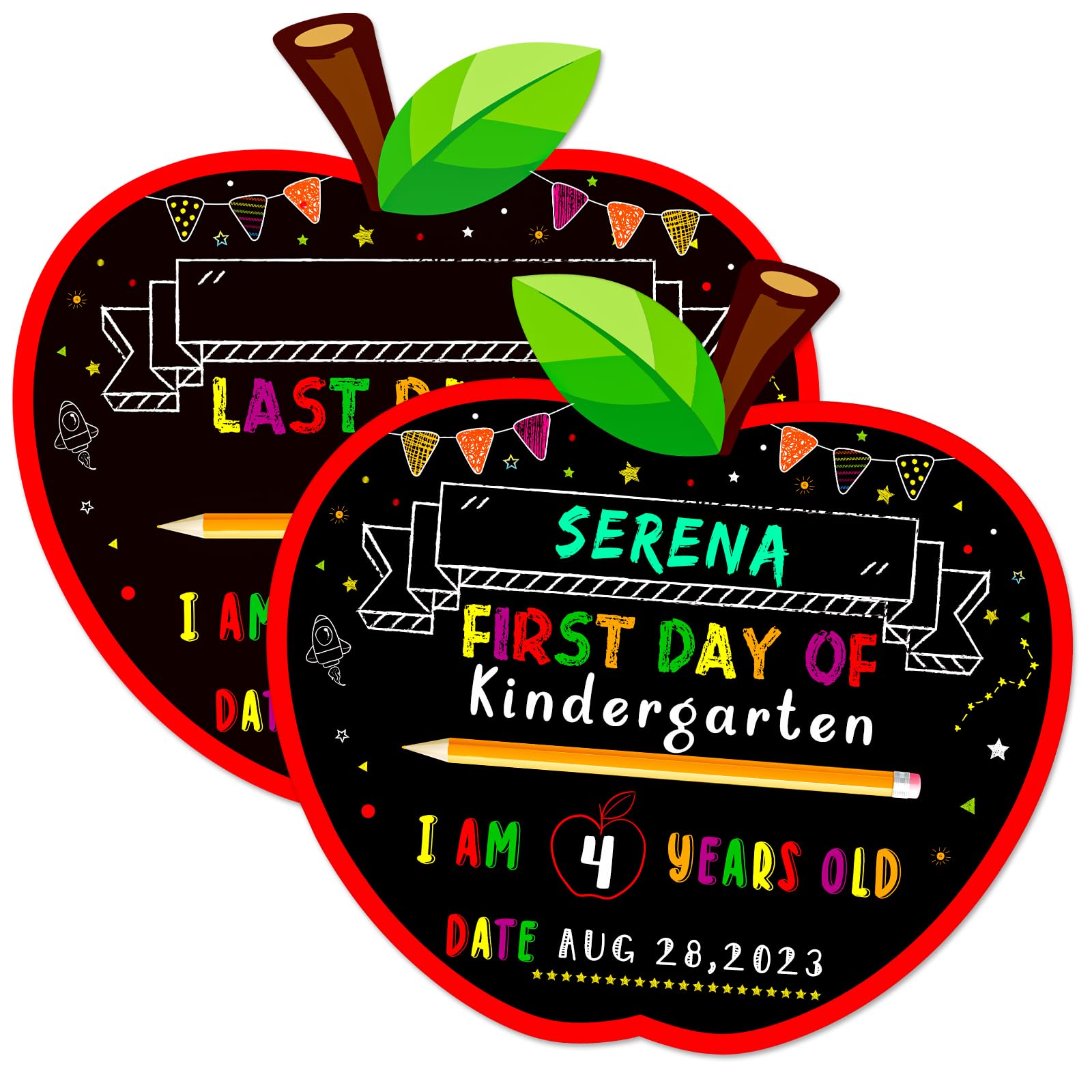 Photo 1 of Fsaoor First & Last Day of School Chalkboard Sign - Double-Sided Back to School Board Sign for Kids Reusable 1st Day of Preschool Pre-K Kindergarten Gifts for Daughter Son Boys Girls
