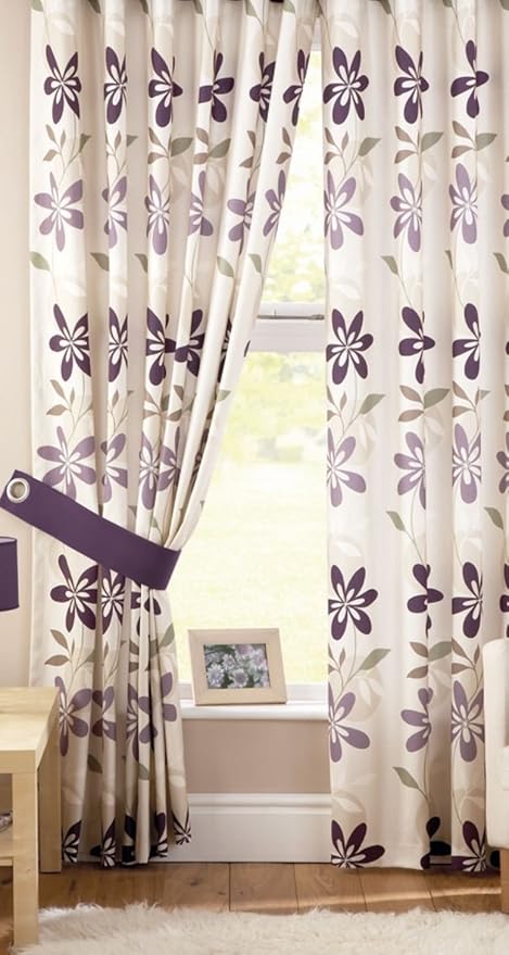 Joanne Retro Aubergine Purple Beige Cream 90 X 54 Floral Flowers