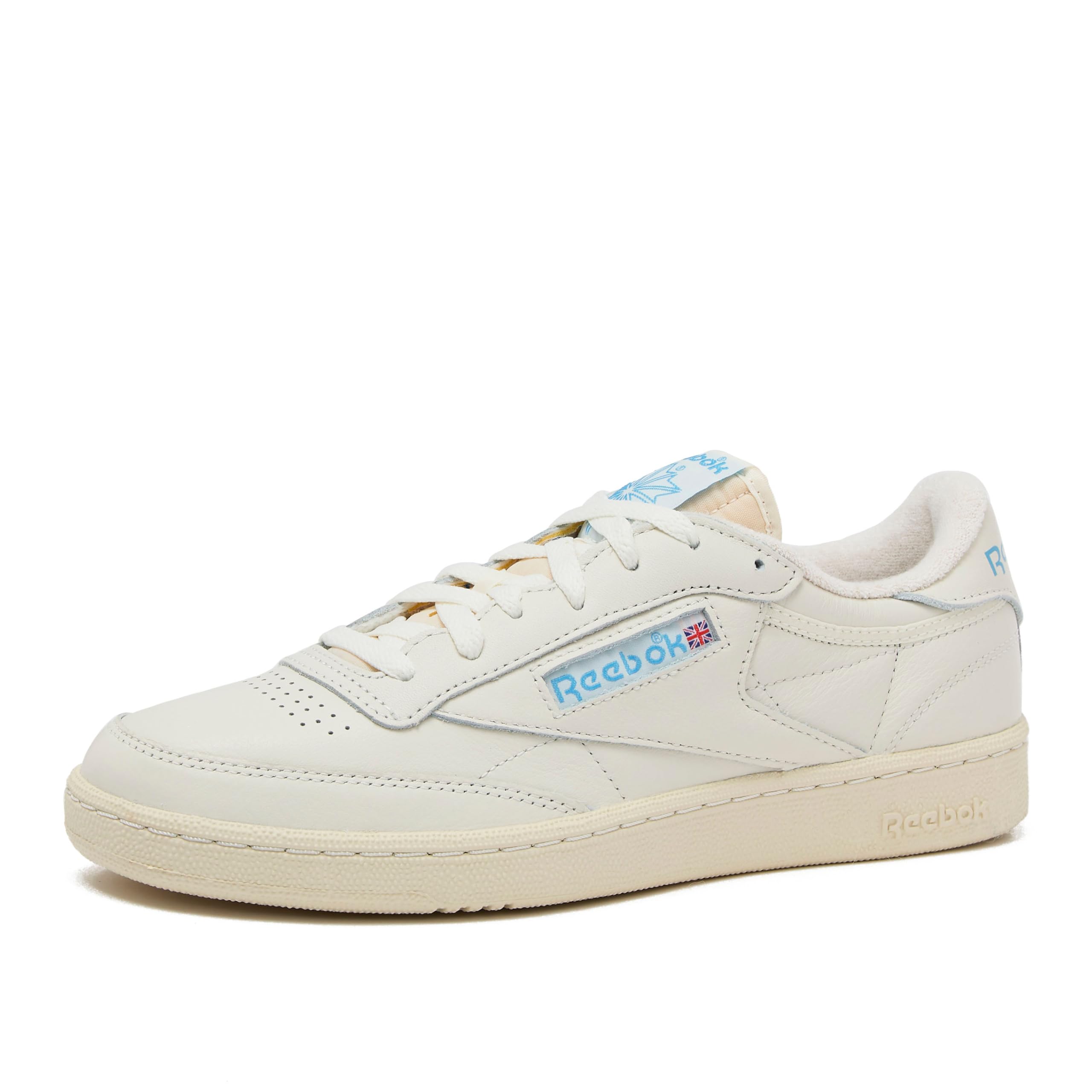 Reebok Club C Vintage Tennis Sneakers for Men, Casual White Mens Shoes, Size 7 to 15, Chalk/Alabaster/Essential Blue, 4.5 Image