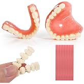 DIY Denture Kit for Upper &amp; Lower Teeth | Custom Self-Fit Denture Set | Moldable False Teeth-Red
