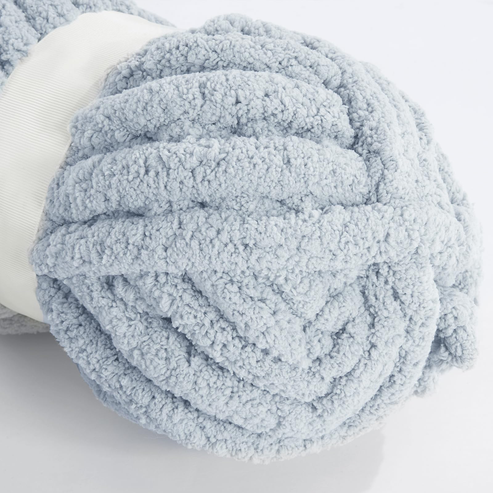 HOMBYS Rice Grey Chunky Chenille Yarn for Crocheting, Bulky Thick Fluffy Yarn for Knitting,Super Bulky Chunky Yarn for Hand Knitting Blanket, Soft Plush Yarn, 12 Jumbo Pack (27 yds,8 oz Each Skein)