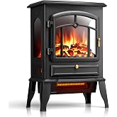 Electactic 22 inch Electric Fireplace Stove, 5100 BTU, 1000W/1500W | Thermostat, Realistic LED Flame with Adjustable Brightness, Overheat Protection, Freestanding Design, Indoor Use, Upgrade