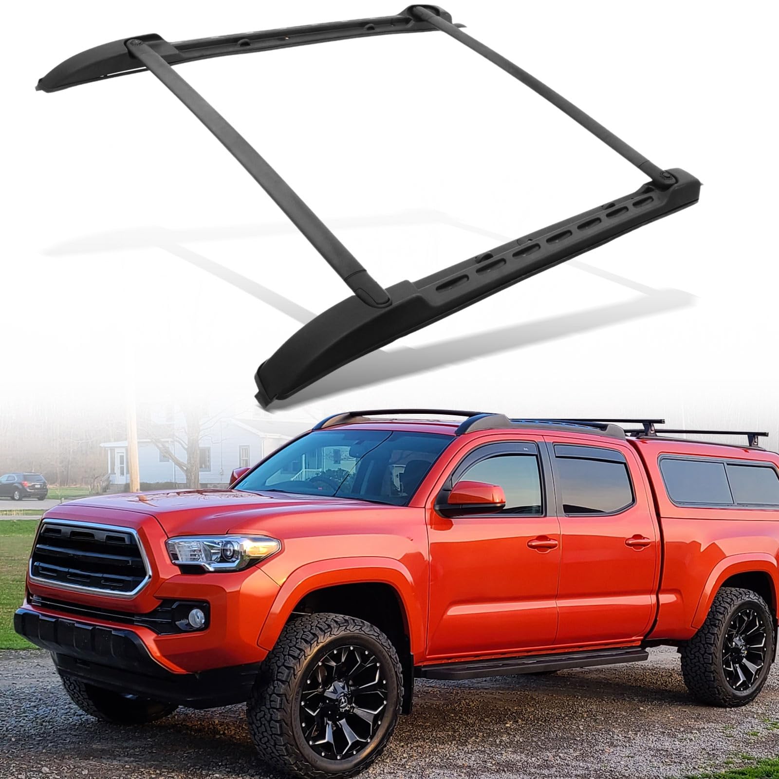 Photo 1 of Trumgeta Roof Rack Cross Bars Kit Fit for 2005-2023 Toyota Tacoma Double Cab Only 165lbs Capacity Roof Rails Crossbar for Cargo Bike Kayak Snowboard Rooftop Accessories Cargo Carrier
