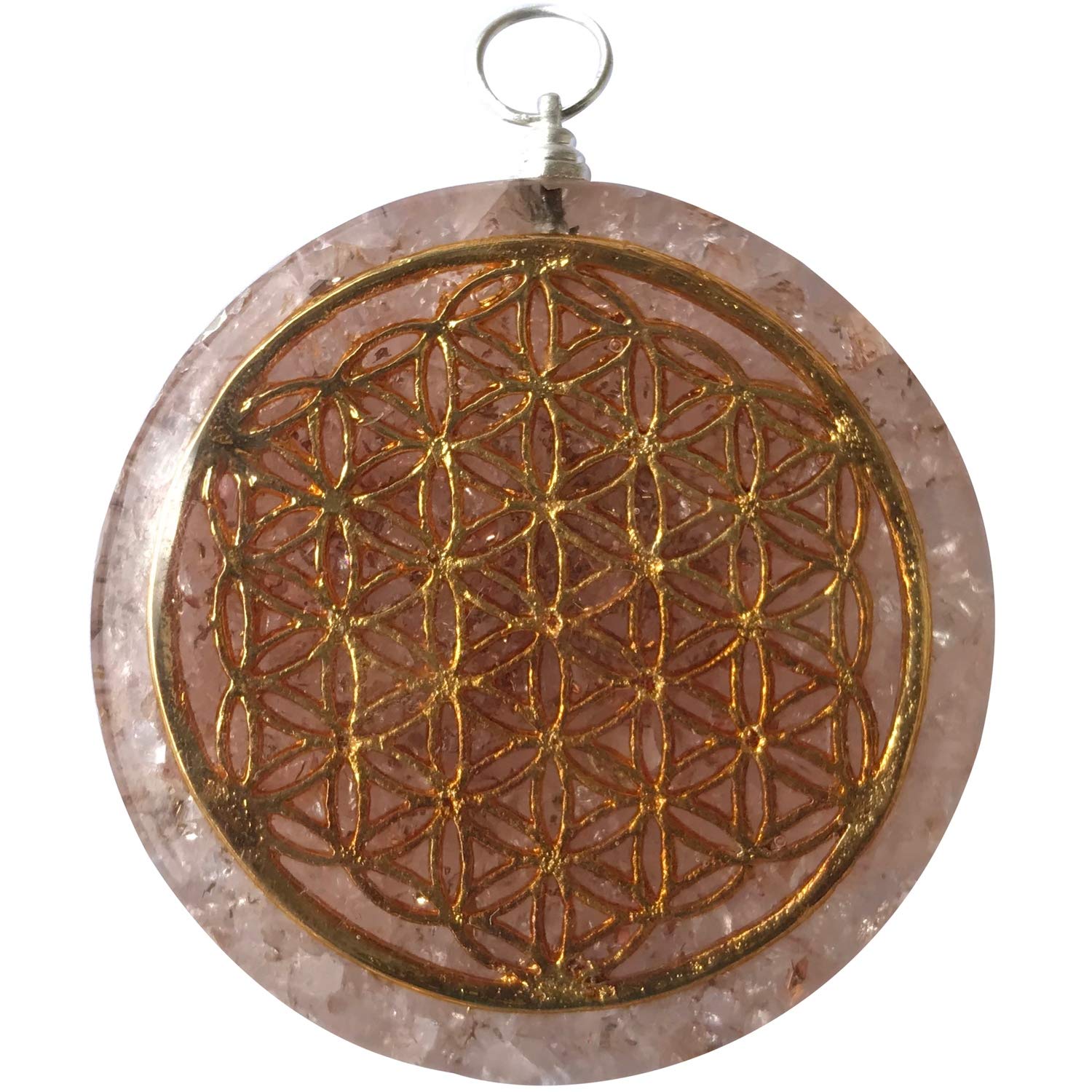CHONIT Orgonite Pendant, Crystal Necklace with Flower of Life Symbol & Choker & Bag Protection Pendant Reiki Pendant Large Crystal Stone Woman & Man, Gemstone, Orgonite.