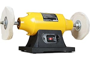 WOODSKIL 4.0A Bench Buffer Polisher, 6 Inch Jewelry Buffer Polishing Machine, 3450 RPM Bench Polisher with Hard & Flannelette Buffing Wheels for Metal, Jade, Jewelry, Knife, Wood