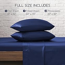 MR&HM Satin Bed Sheets, Full Size Sheets Set, 4 Pcs