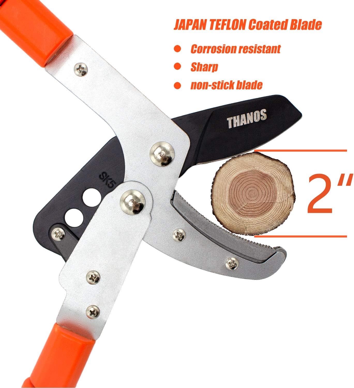 THANOS Pruning Loppers, Tree Pruner, with SK-5 High Carbon Steel Blades, Telescoping Aluminium Lightweight Handle, Branch Cutter, Tree Trimmer, Hand loppers : Garden & Outdoor