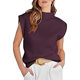 ANRABESS Women's Mock Neck Sleeveless Sweater Vest Casual Cap Sleeve Knit Pullover Tank Tops 2026 Fall Clothes