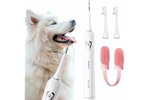 Roilpet Dog Teeth Cleaning Kit, Dog Plaque and Tartar Remover with Dog Finger Toothbrush, Rechargeable Sonic Electric Dog Tooth Scraper & Brushing Kit for Dog, Pet