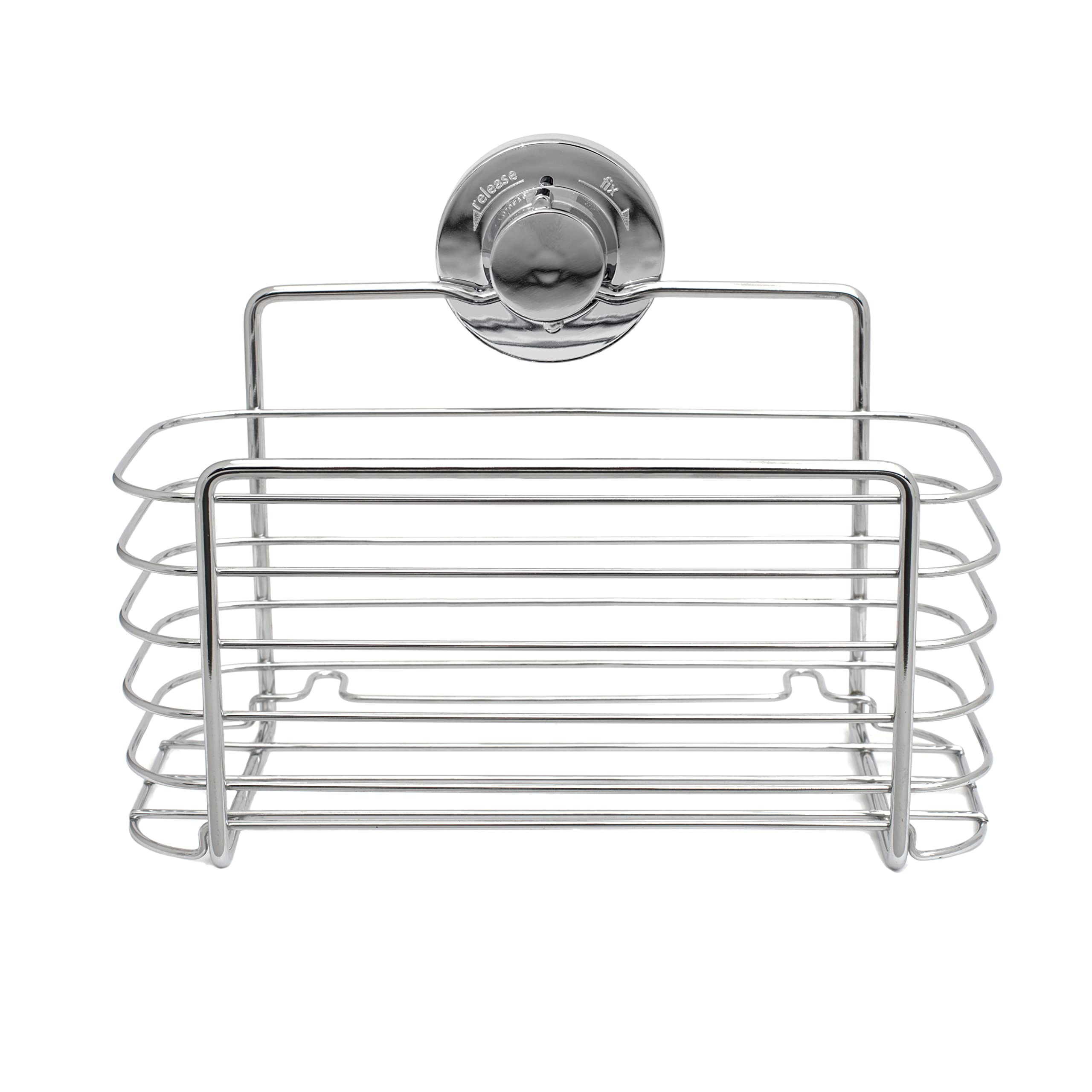 BlissHome Lock 'n Roll Suction Cup Rectangular Basket: No-Drill, Rust-Resistant Chrome & ABS, 5kg Capacity, Perfect for Shower Essentials, Easy Install Wall Mounted Bathroom Organiser
