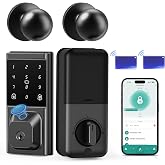 IBLOG Keyless Entry Door Lock with Knob Handle, Fingerprint Smart Lock | APP Control, 5-in-1 Keyless Entry, Auto Lock,Touchscreen Keypad, Temporary Passcode, Easy Install for Front Door