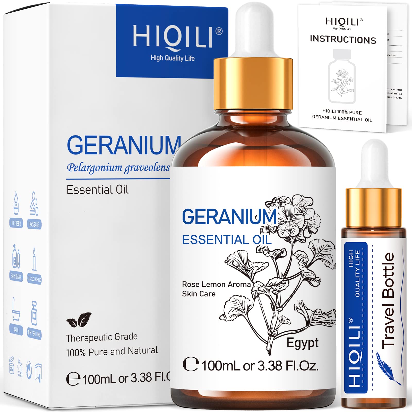 HIQILI 100ML Geranium Essential Oil for