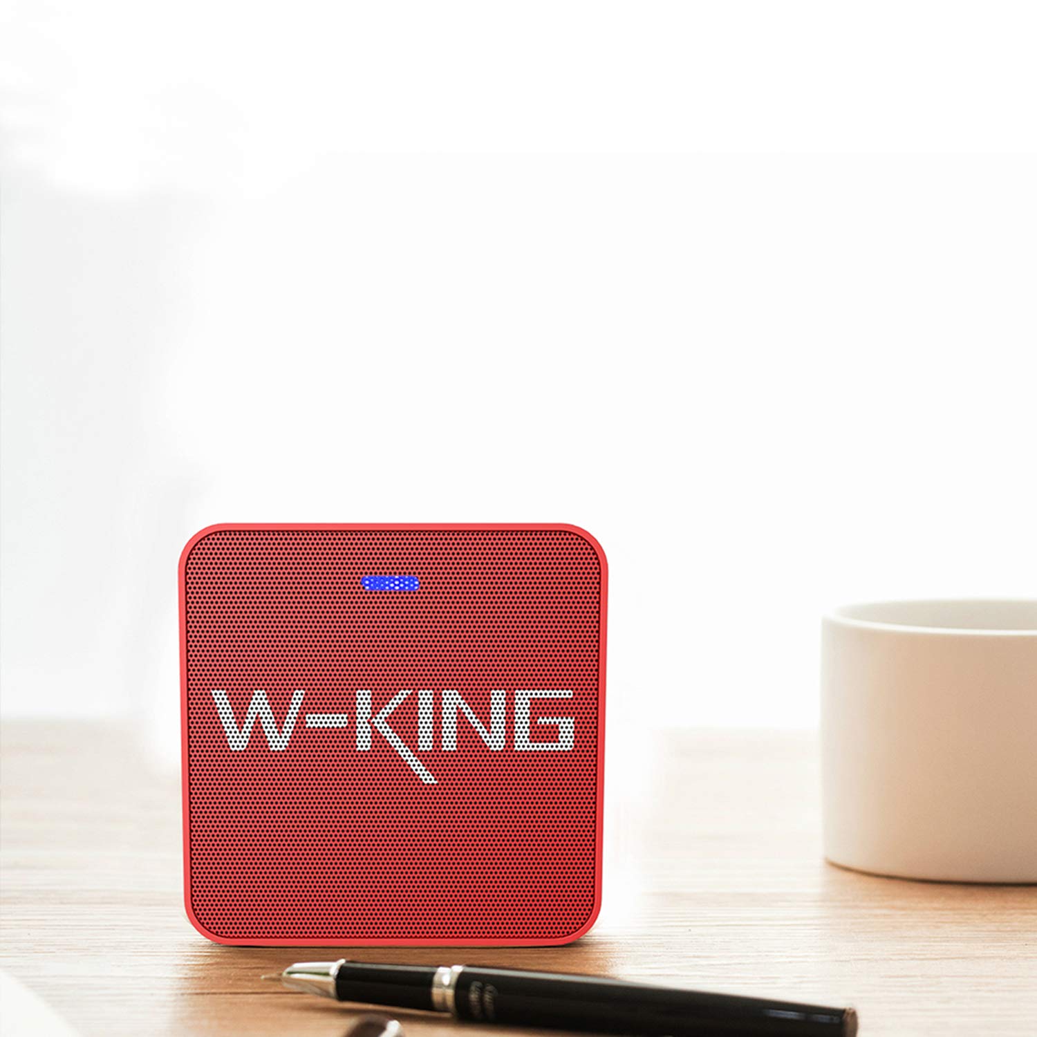 W-KING Bluetooth Lautsprecher, Wireless Tragbarer Bluetooth Lautsprecher mit 10-Stunden Spielzeit und eingebautem Mikrofon, Wireless Speaker mit reinem Bass, geeignet für iPhone, Samsung usw (Rot)