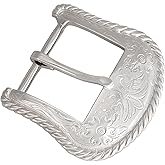 Western Belt Buckle for Men & Women - Silver Cowboy Buckle, Engraved Floral Design, 1.5" Belt Replacement