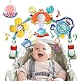 qesfir Musical Baby Stroller Arch, Travel Car Seat Toys, Baby Play Arch Crib Accessory, Mobile for Bassinet, Pram Activity Arch Bar for Babies Infants