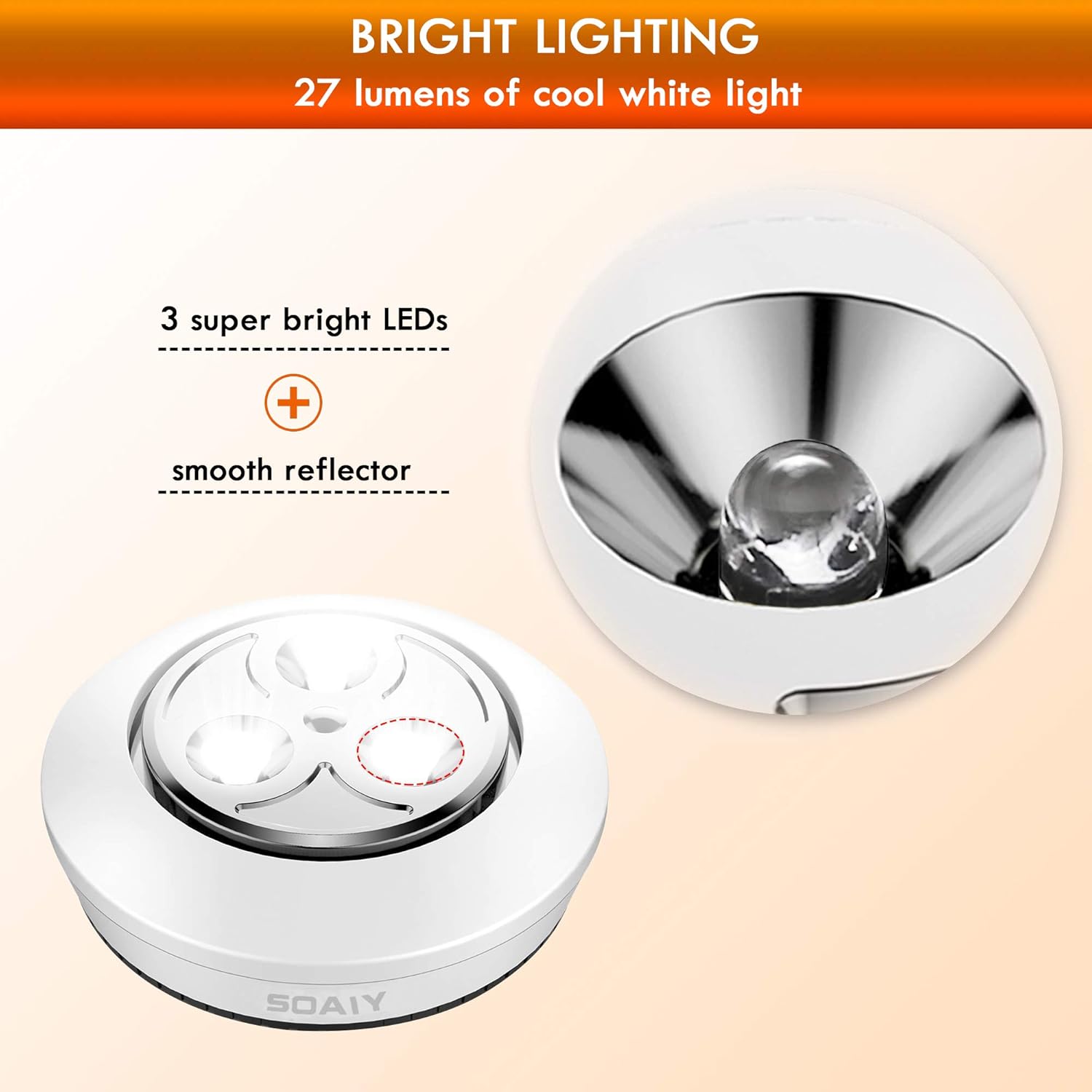 SOAIY Battery-Powered Stick Tap Lamp Touch Light, Wireless Night Light - Image 5