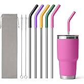 Diumepo 30 oz Straw for YETI Tumbler, Metal Straight Straws Reusable with Silicone Tip for BJPKPK, RTIC, WETOWETO, Beast 30 oz Tumbler, Cleaning Brush, 1 Portable Bag