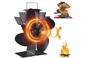 dskaoo Wood Stove Fan Heat Powered Non Electric, 4 Blades Ecofan Fireplace Fan Save Energy, Efficient Heat Distribution, Quiet Wood Burning Stove Fan Thermal Fan for Buddy Heater/Gas Stove