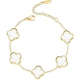 SHINYY Four Leaf Clover Bracelet for Women | 18K Gold Plated Cubic Zirconia Link Bracelet | 4 Leaf Lucky Jewelry Gift for Her