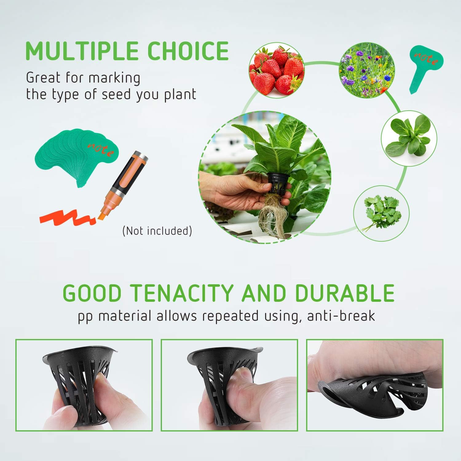 VIVOSUN 25 Pack 3 Inch Net Pots Heavy Duty Net Cups with 12 Pcs Plant Labels: Garden & Outdoor