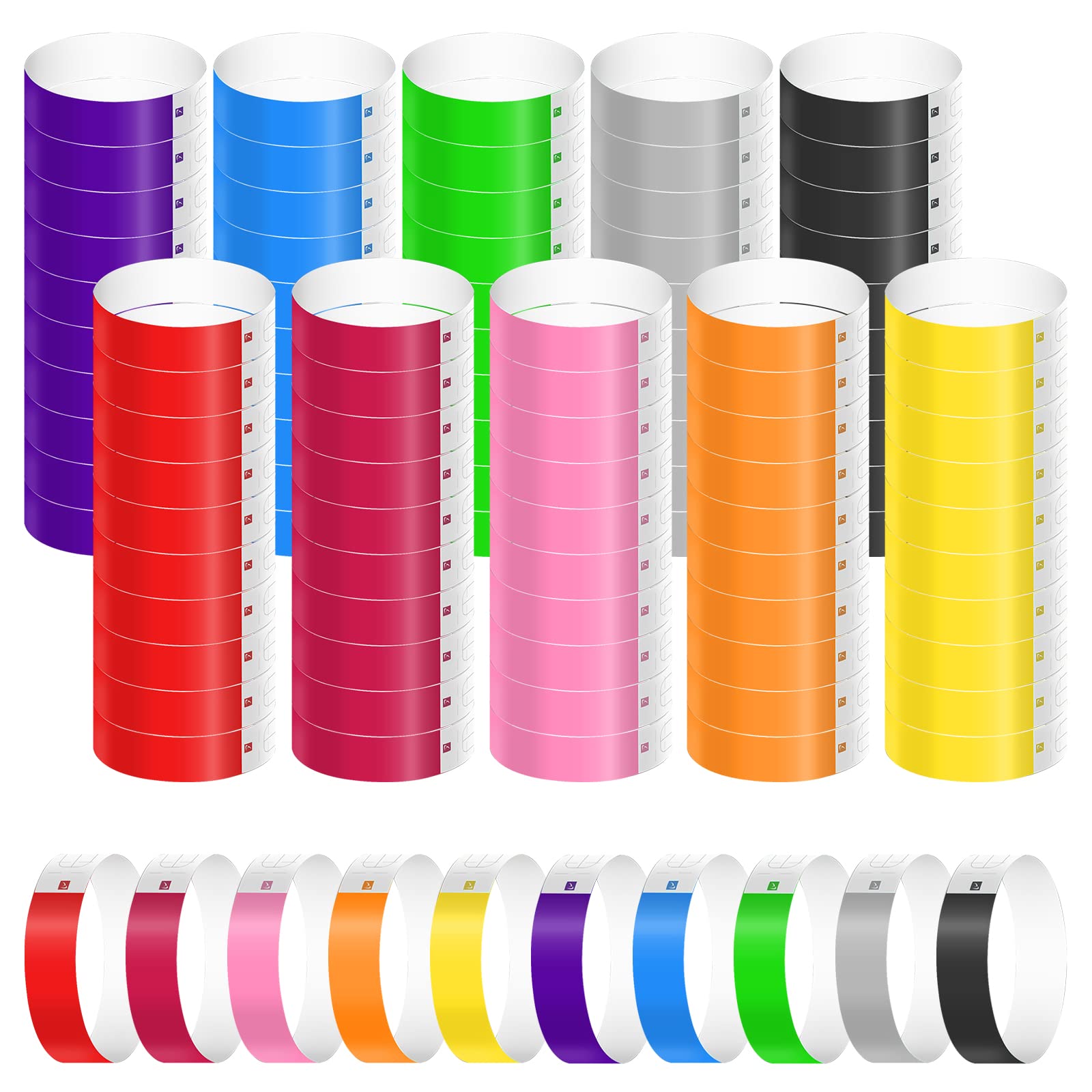 1000 Pcs Paper Wristbands for Events, Waterproof Neon Wristbands Wrist Party Bands Colorful Entrance Wristbands Paper Bracelets for Events Music Festival Concert Contest (10 Colors)