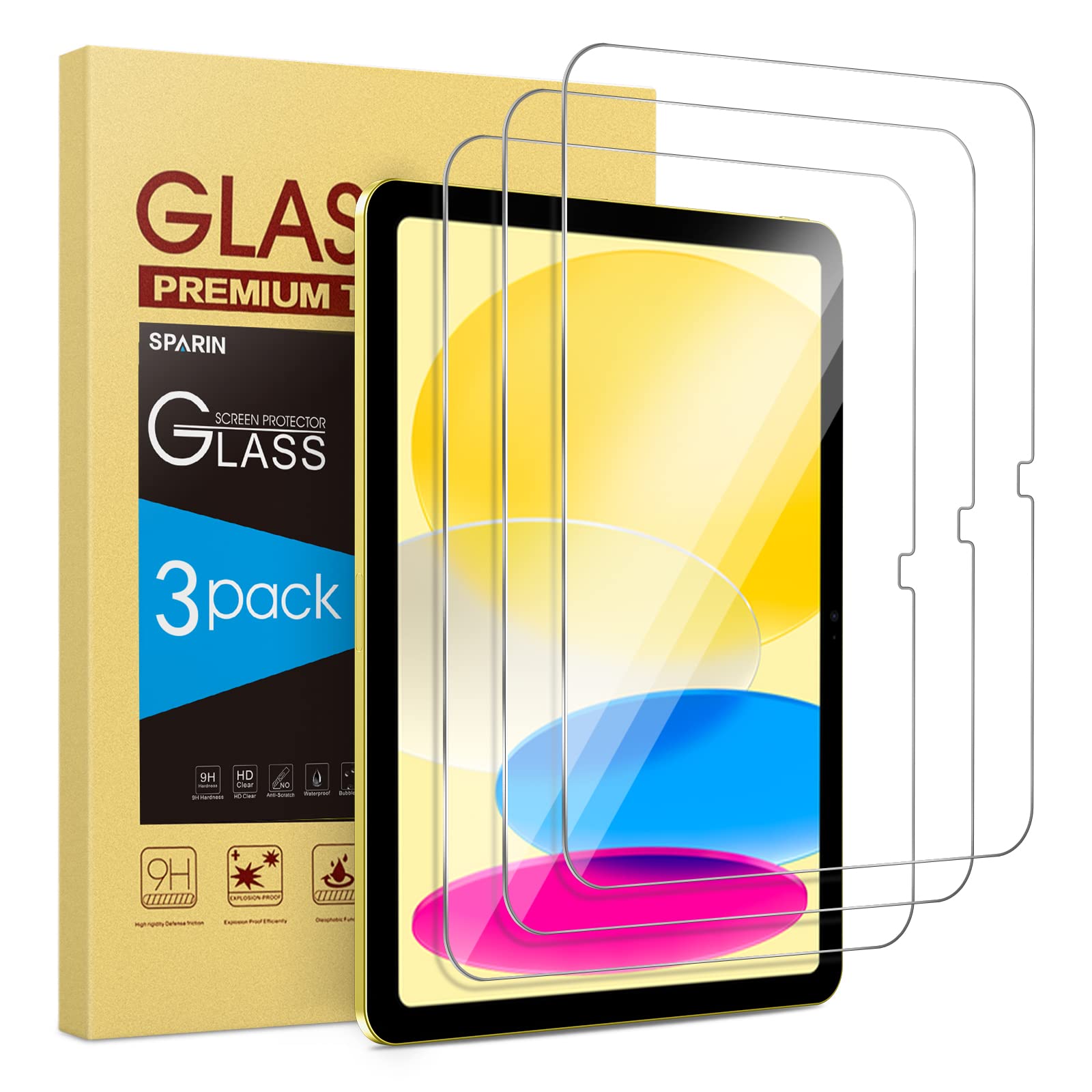 Photo 1 of **INCOMPLETE SET ONLY 1** SPARIN 3 Pack Screen Protector for iPad (A16) 11th 11-inch & 10th Generation 10.9-inch (2025/2022), Anti-Scratch Tempered Glass Compatible for iPad 11/10 Gen, HD Clarity