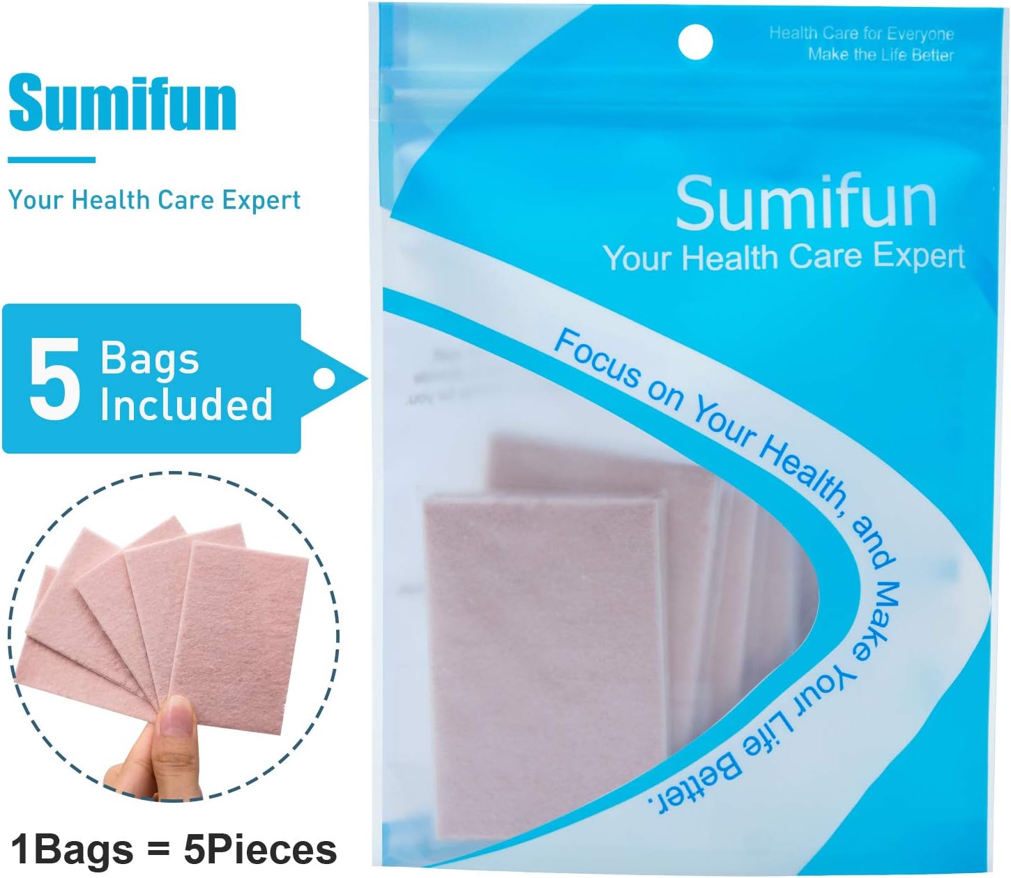 Sumifun Moleskin for Foot - Pack of 25 Adhesive Backing Blister Pads for Heel, Toe, Sore Foot Spots, Soft and Comfortable Fabric, Reduce Friction Pain: Health & Personal Care