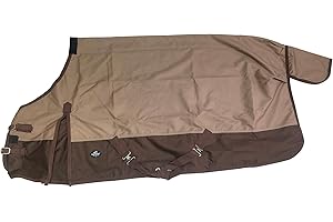 1200Denier Waterproof and Breathable Horse Sheet TGW RIDING Horse Blanket Standard Neck Turnout Sheet (68", Tan/Brown)