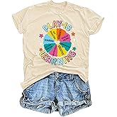 HQP Play is Learning Teacher Shirt Women Preschool Daycare Teacher T Shirts Kindergarten Funny Teaching Tee Tops
