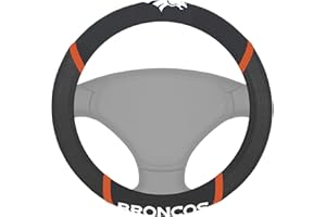 FANMATS unisex adult Embroidered Steering Wheel Cover, Black, 15 Inch Diameter US