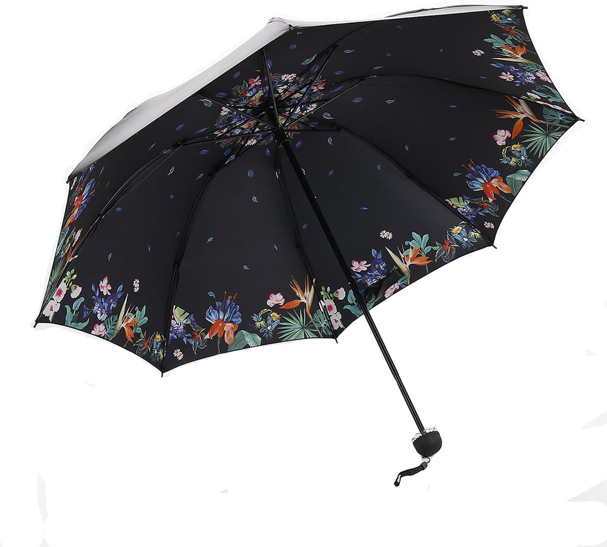 Lanomi Regenschirm, faltbar, mit Blumenmuster, Schmetterlingsmotiv