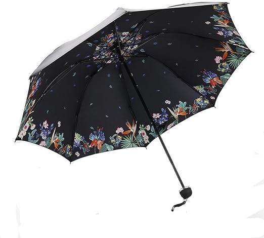 Lanomi Regenschirm, faltbar, mit Blumenmuster, Schmetterlingsmotiv