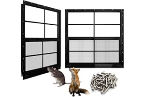 NeatiEase Upgraded Shed Windows 2 Pack, 24" x 24" Windows with Tempered Glass and Stainless Steel Screen for Shed, Chicken Coop, Playhouse, Household, Garage(Black)