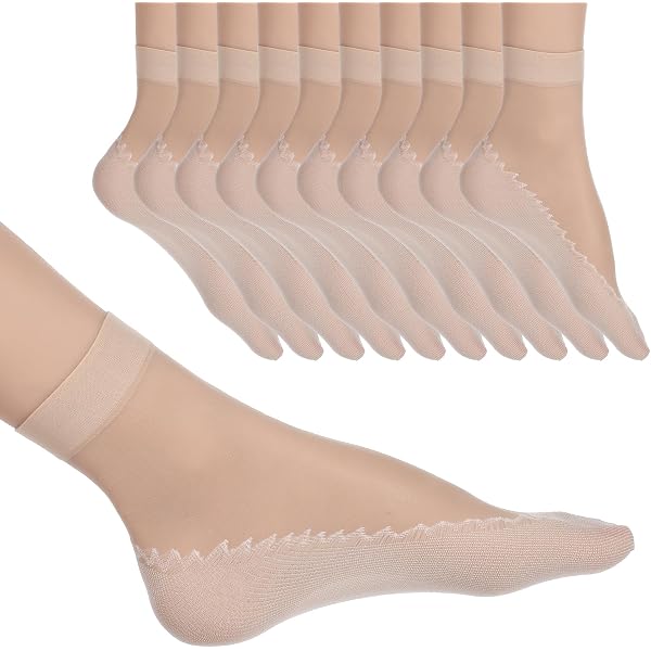 Firtink 20 Pairs Women Nylon Pop Socks Ankle High Socks with Anti-Slip
