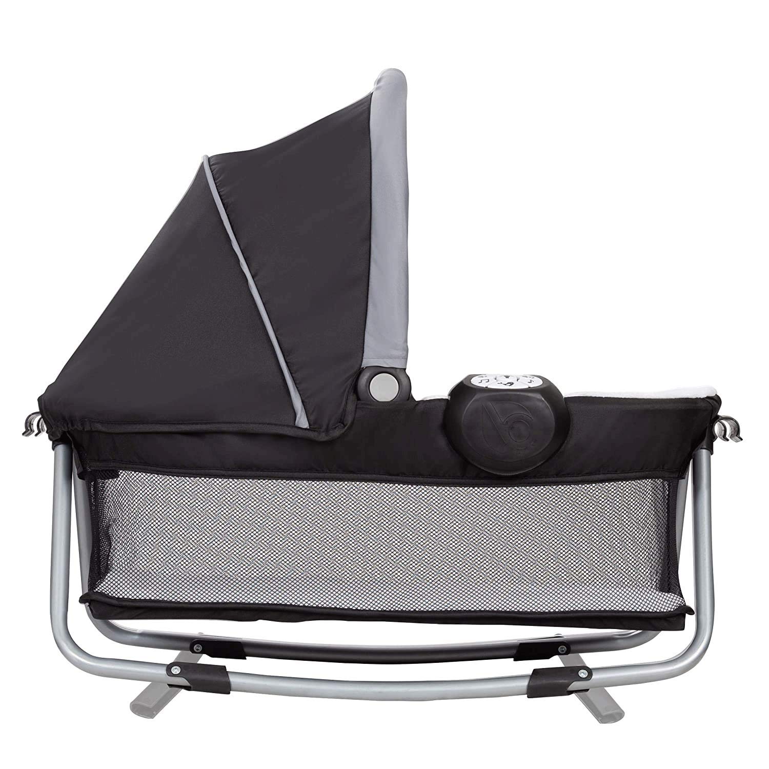 Baby Trend Retreat Nursery Center with Two Removable Rock A Bye Bassinets, Changing Table, Organizer, and Music Center with Nightlight, Quarry