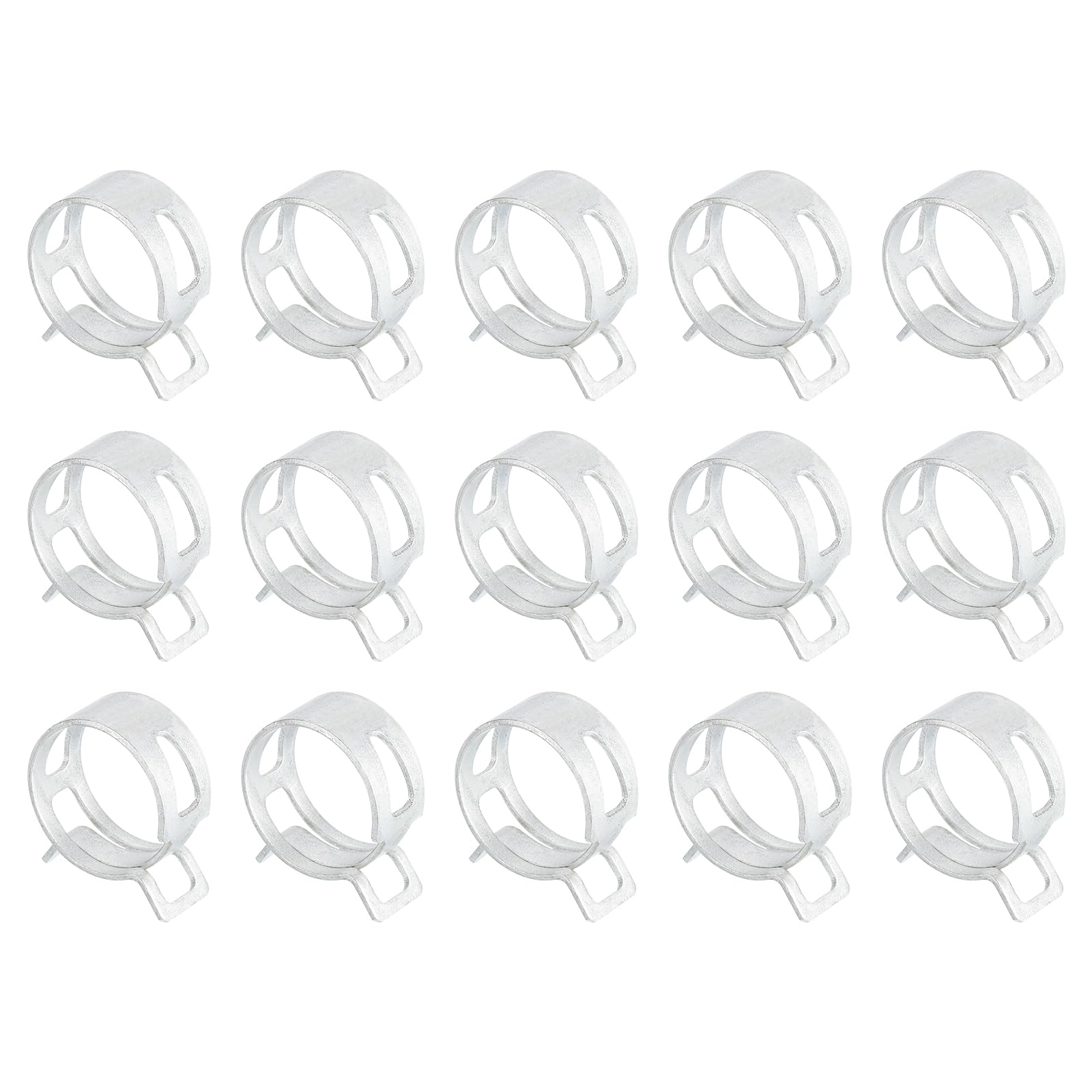 Sourcingmap 15Pcs Spring Band Type Action Fuel/Silicone Vacuum Hose Pipe Clamp, 22mm Low-Pressure Air Spring Hose Clip Clamp for Automotive Oil Pipe Water Pipe, Silver
