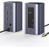 Baseus Spacemate Nomos Air Docking Station 12-in-1 for Dual Monitor Windows | 2 x HDMI 4K@60Hz, 4 x USB-C/A 10Gbps, Ethernet 1 Gbps, 100W PD, SD/TF, Compatible with Laptops Dell/HP/Mac/Lenovo/Acer