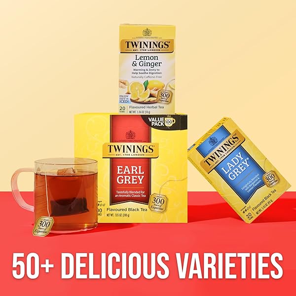 TWININGS EARL GREY BLACK TEA INDIVIDUALLY WRAPPED BAGS, 100 COUNT