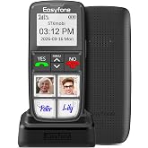 Easyfone Prime-T6 4G Unlocked Easiest-to-Use Cell Phone for Seniors, Black | Clear Sound with Hearing Aid Compatible, SOS Button, Easy Charging Dock, Long-lasting battery and Senior Friendly Accessories