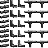 1/2" Poly PPSU Barb Crimp PEX Fitting, 30pcs PEX Fitting Combo, 10pcs Each Elbows Tees Straight Couplings, No Lead