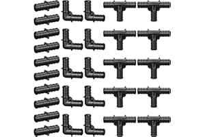 PXZBLG 1/2" Poly PPSU Barb Crimp PEX Fitting, 30pcs PEX Fitting Combo, 10pcs Each Elbows Tees Straight Couplings, No Lead