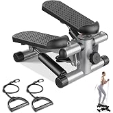 Sweetcrispy Mini Stair Stepper with Resistance Bands, Hydraulic Home Stepper Machine, 300 LBS Weight Capacity, Compact Cardio Equipment with LCD Monitor, No Assembly Required