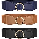 WERFORU Women Elastic Stretchy Wide Belt for Dress Ladies Stretch Thick Waist Belt with Gold O Ring Buckle