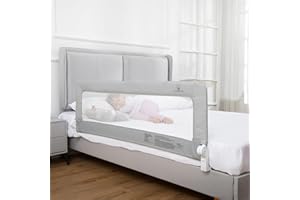 ComfyBumpy 1-Pack Bed Rail for Toddlers 55.5" L x 19.5" H | Toddler Bed Rails for Twin, Full, Queen & King Mattress Size | Swing Down Rail Guard | Mattress Side Rail for Kids | Gray