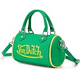 Von Dutch Core Hanna Bag | 6.5&rdquo; Vegan Leather Mini Crossbody with Logo | Hardware, Top Handles &amp; Branded Interior Pouch